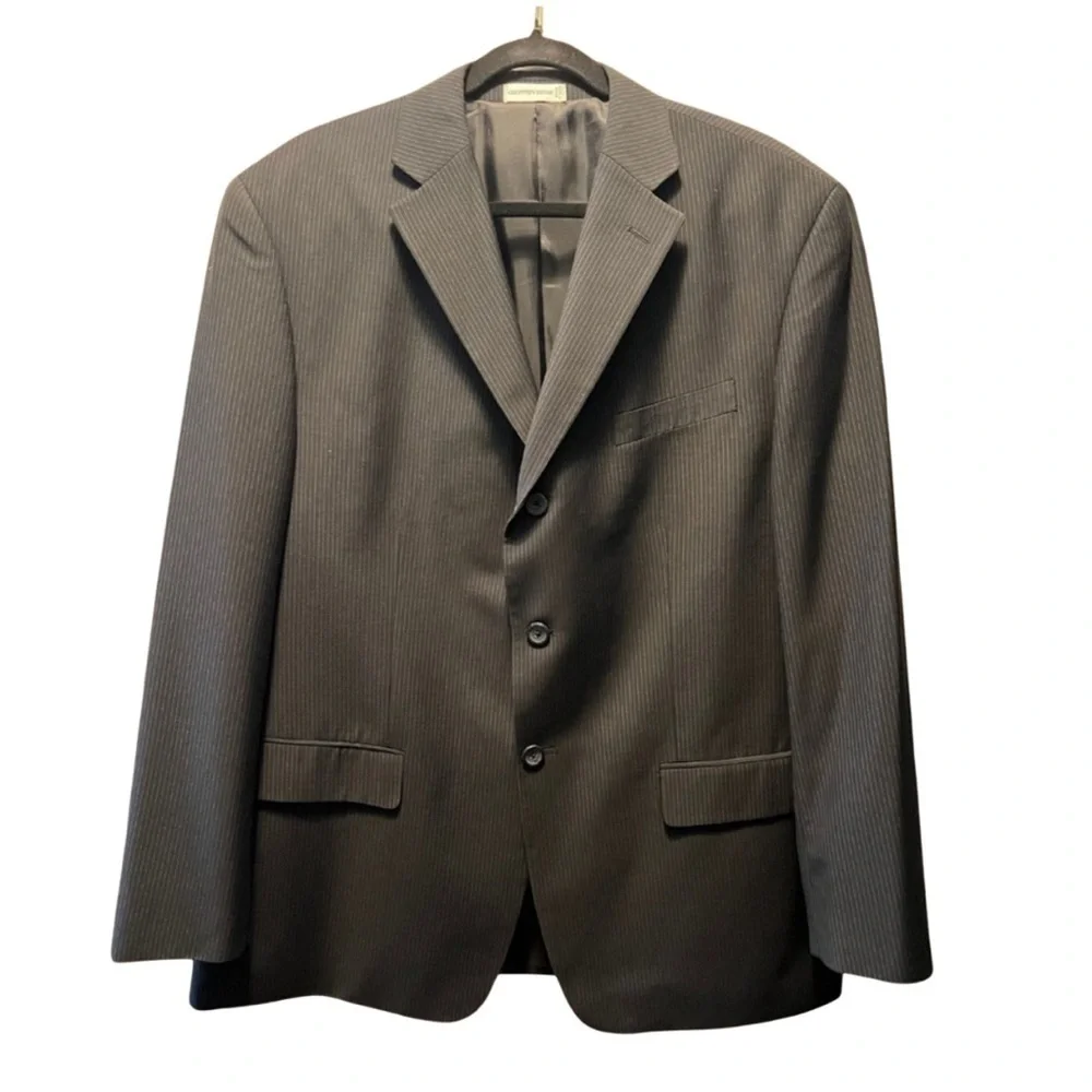 Geoffrey Beene Black Pinstriped Blazer (Size 44R)